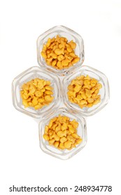 A Display Of Several Bowls Of Gold Fish Crackers.