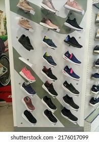 Display Of Shoes At A Wall Of A Footwear Store - KArachi Pakistan - Jul 2022