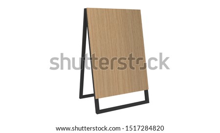 Display Stand or Stand Board or Sign Stand Wooden Drawing Board on white background with clipping path.