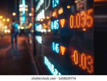 Display Stock Market Numbers With Defocused Street Lights Background