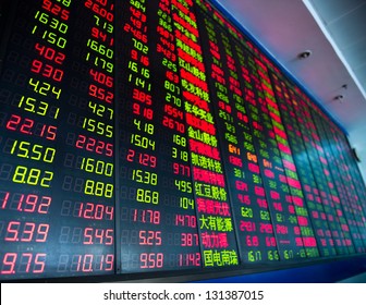 Display Of Stock Market Quotes In China.