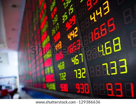Display of Stock market quotes in China.
