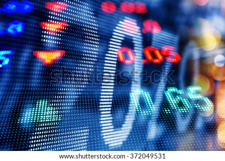 Display of Stock market quotes, double exposure