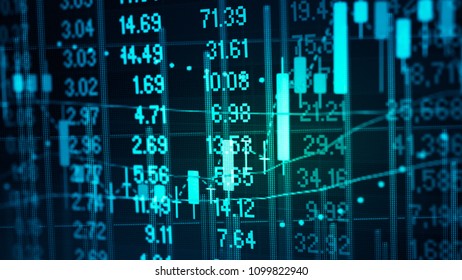 Display of Stock market quotes which including of the digital number and graph chart trends to represent Investment in the exchange market.