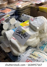 A Display Of Various Cheeses In Adelaide Central Market