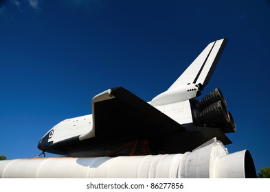 Displayed Is The Space Shuttle Pathfinder Orbiter And Solid Fuel Booster Rocket.