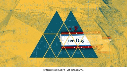 Displaying dark teal triangles on poster, featuring 'ice Day' banner and hand-drawn math formulas. Geometric, abstract, educational, modern, mathematical, illustrative, vibrant - Powered by Shutterstock - Get 15% off with code: PIKWIZARD15