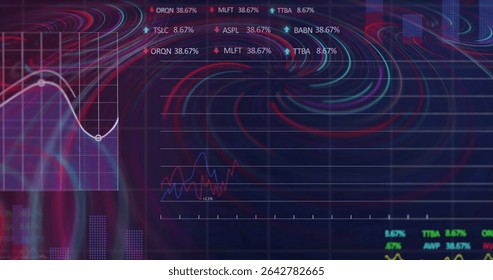 Displaying dashboard on terminal, featuring ticker symbols, line charts and neon grid patterns. Technology, finance, analytics, futuristic, digital, interface, investment - Powered by Shutterstock - Get 15% off with code: PIKWIZARD15