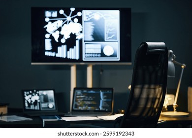 Displaying Data Interactive Screens and Computer at Office Desk