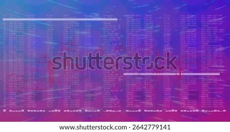Displaying futuristic interface on computer screen, showing code columns and red wireframe skyline. Futuristic, digital, interface, data visualization, technology, neon, cyber
