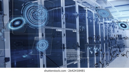 Displaying glass server racks reflecting LED lights in data center hallway, holographic overlays. Technology, networking, innovation, cybersecurity, digital, data, futuristic