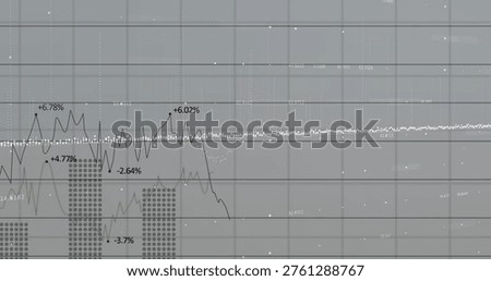 Displaying multiseries chart on dashboard, showing black line peaks, green line, white-dot trend. Dataviz, visualization, analytics, metrics, gridlines, scatterplot, bars