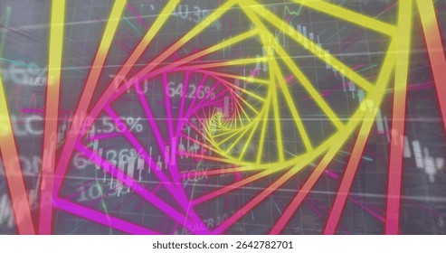 Displaying neon spiral winding through trading chart on digital interface, with candlestick figures. Futuristic, digital, vibrant, abstract, technology, finance, data - Powered by Shutterstock - Get 15% off with code: PIKWIZARD15