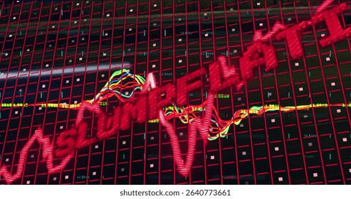 Displaying red diagonal ASIAN PHARMA overlaying trading dashboard, with multicolored chart lines. Financial, analytics, technology, investment, market, data, corporate