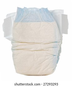 Disposable Baby Diaper, Isolated On White Background.