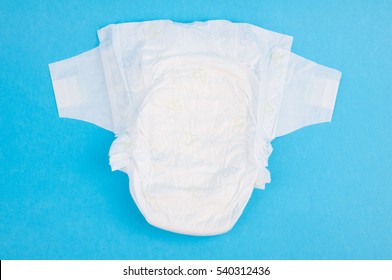 Disposable Baby Diaper,  On Blue Background