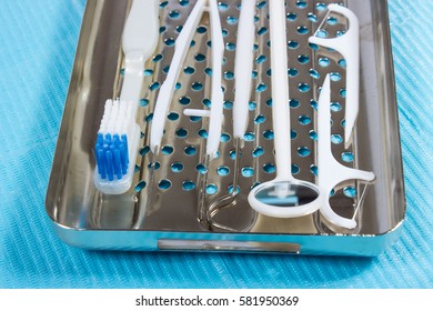 Disposable dental instruments. The concept of care for oral hygiene.
