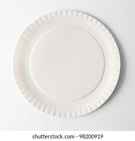 Disposable Paper Plate. Isolated with clipping path.