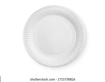 Disposable paper plate isolated on a white background with clipping path