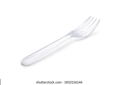 Disposable Plastic Fork On White Backgrond