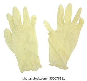 Disposable Plastic Protective Gloves. Isolated. Horizontal.