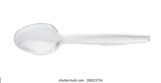 Disposable Plastic Spoon Isolated On White