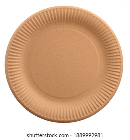 Disposable Plate Made Of Environmentally Friendly Raw Materials On A White Isolated Background