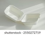 Disposable white lunch box on white background