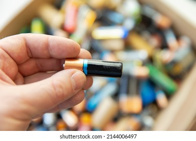 Disposal and collection of used batteries. The concept of collecting and disposing of used batteries. Recycling of batteries.