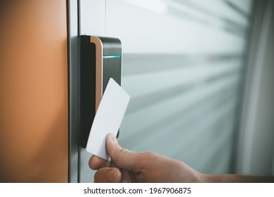 Disposal Doors Using An Electronic Key Card. Security System In An Office Building.