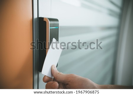 Disposal doors using an electronic key card. Security system in an office building.