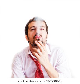 Dissapointed Businessman Smoking