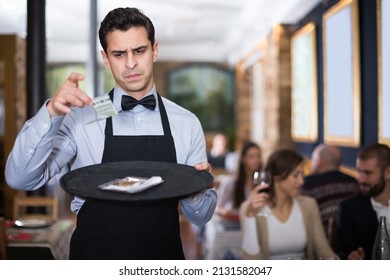 Dissatisfied Waiter Keeps Money For The Order In The Restaurant