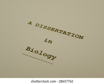 A Dissertation In Biology