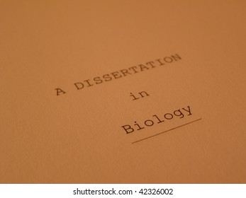 A Dissertation In Biology