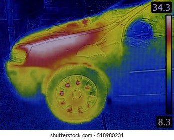 Dissipation of Heat Thrue Car Sheet Metal. Infrared Thermal Imaging