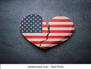 Dissolution Of USA America Symbol Of Broken Heart