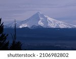 Distance shot of Mount Hood in Gresham, Oregon. 
