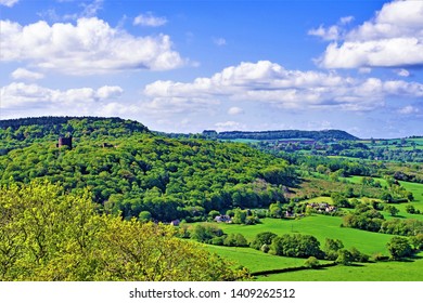 A Distance View Of Peckforton Castle And Cheshire, Taken From Beeston Castle, On The Sandstone Trail.