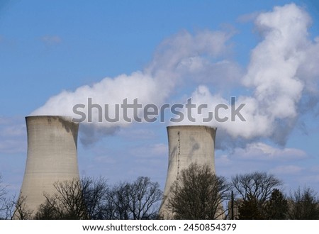 The distance view of two nuclear reactors near Limerick, Pennsylvania, U.S.A