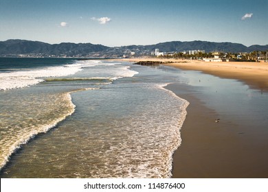 Distant Buildings Skirt The Venice Beach California Skyline.