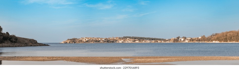 A distant panoramic view of Kerpe in a beautiful sunny weather with a simple view of the sea. Kerpe, Kocaeli, Türkiye. - Shutterstock ID 2297016893
