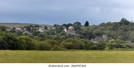 A distant View of Llanrhidian village, The Gower, Wales, UK