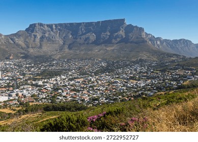 Distant view on the table mountain in Cape Town, South Africa