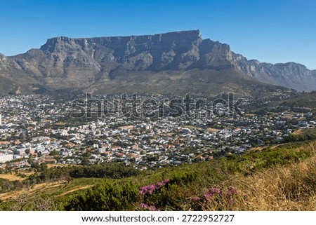 Distant view on the table mountain in Cape Town, South Africa