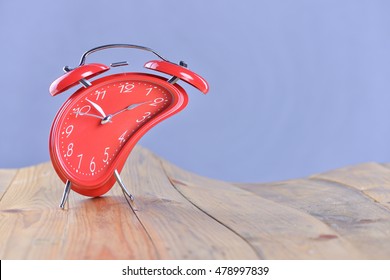 A Distorted Timeless Clock On A Swirling Checker Board For The Concept Of Time Warp.