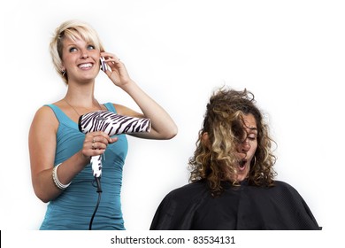 distracted hairdresser
