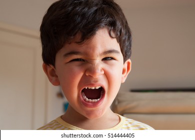 Distressed Boy Shouting Mouth Wide Open Stock Photo 514444405 ...