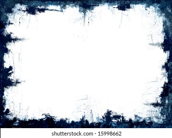 Distressed dark blue frame border with white blank middle for your own design