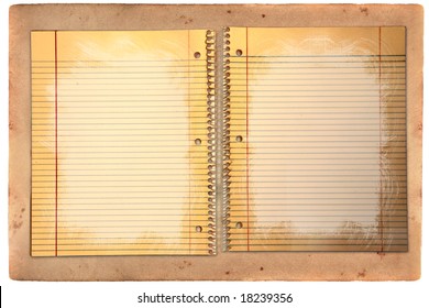 Distressed Lined School Paper In A Binder On Grunge Background